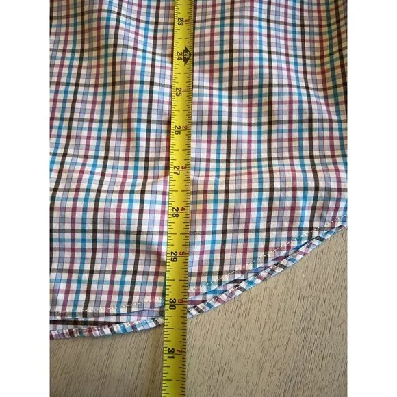 Peter Millar Pink Blue Plaid Summer Comfort Button Down‎ Shirt Size Medium - Picture 8 of 14
